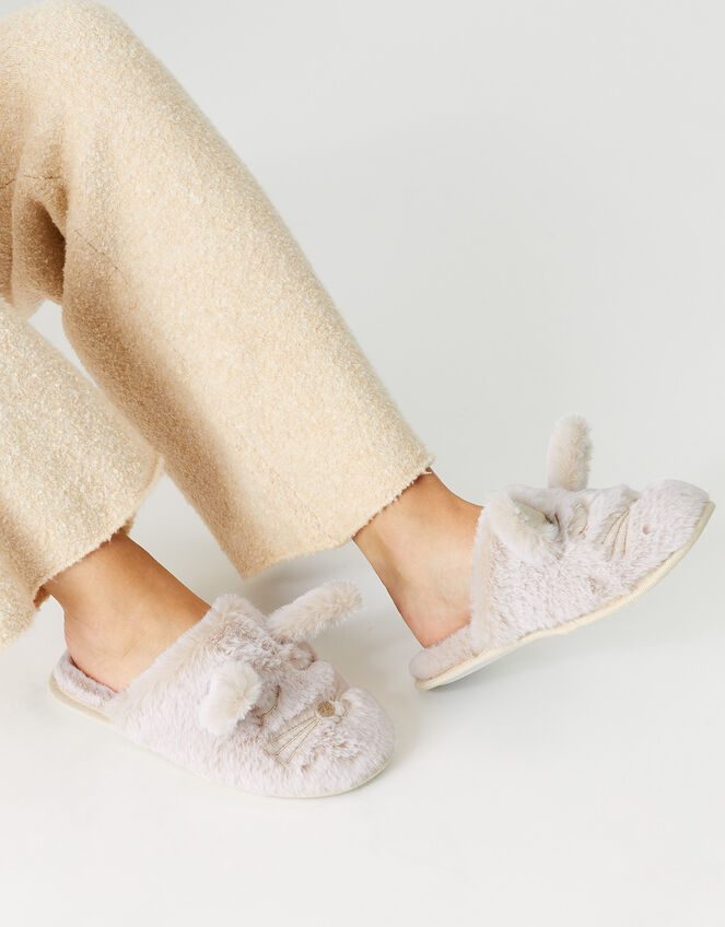 Women's Flat Mules Slippers With Fuax Fur And Rabbit Hair, Warm And  Lightweight