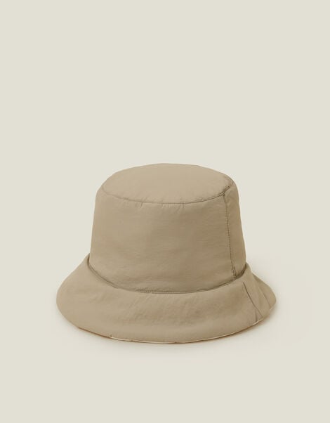 Reversible Quilted Nylon Bucket Hat, Natural (NATURAL), large