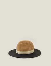 Monochrome Brim Fedora Hat, , large