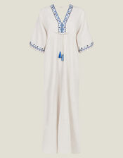 Mirror Embroidered Kaftan, Cream (CREAM), large