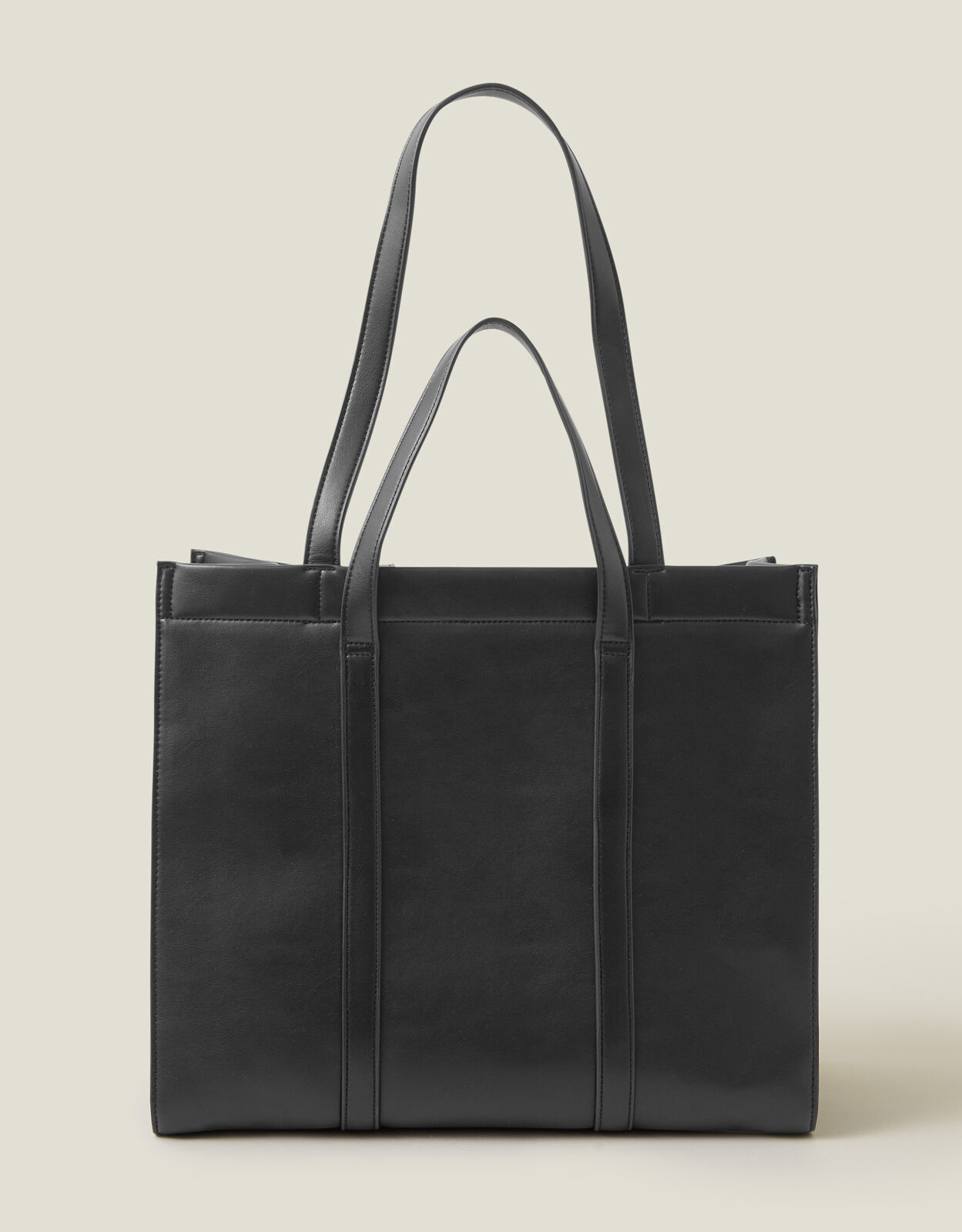 Accessorize Women's Black Leather Stitch Detail Tote Bag | Lyst UK