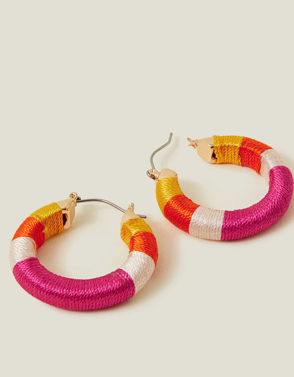 Chunky Thread Stripe Hoops, , large