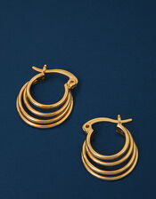 14ct Gold-Plated Layered Hoops, , large