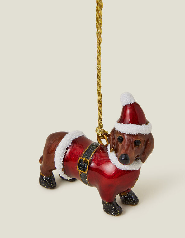 Sausage Dog Santa Christmas Tree Decoration, , large