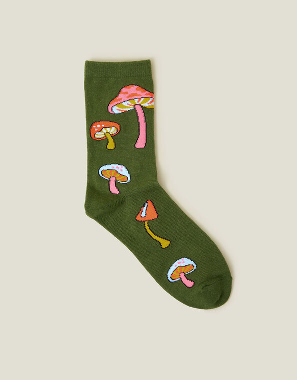 Groovy Mushroom Print Socks, , large