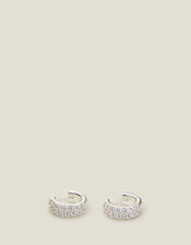 Sterling Silver-Plated Chunky Hoop Earrings, , large