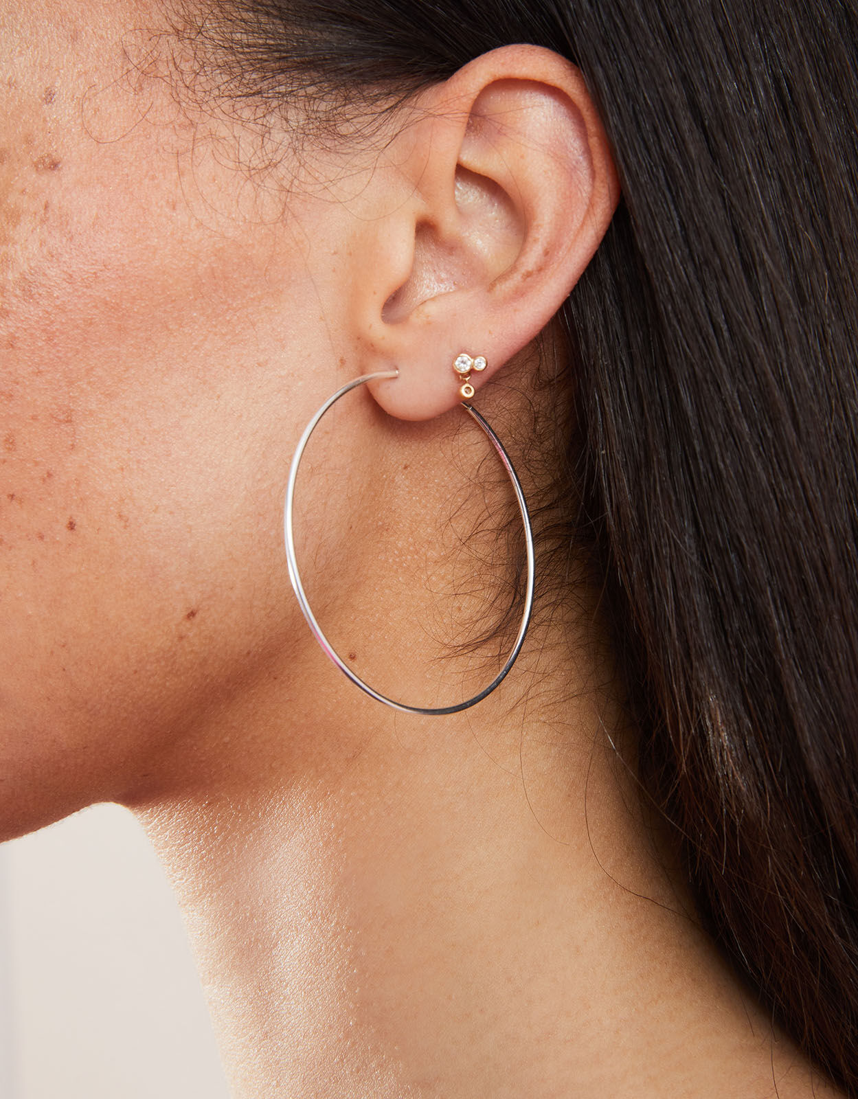 Large silver hoops earrings textured — Militza Ortiz Jewellery