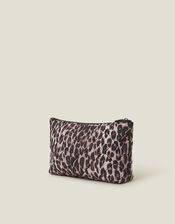 Quilted Leopard Print Wash Bag, , large