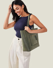 Front Pocket Tote Bag, Green (KHAKI), large