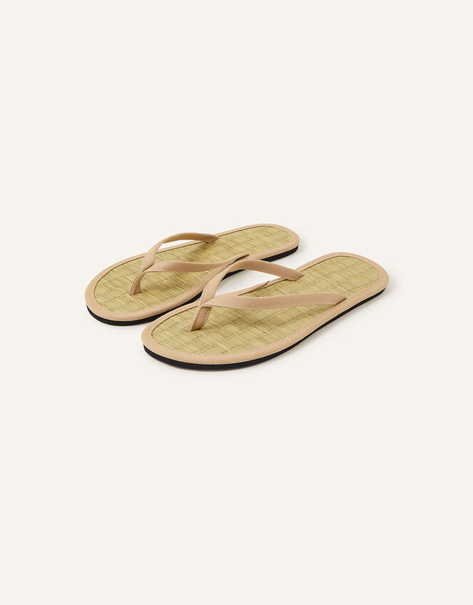 Plain Seagrass Flip Flops, Nude (NUDE), large