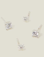 2-Pack Sterling Silver-Plated Star Stud Earrings, , large