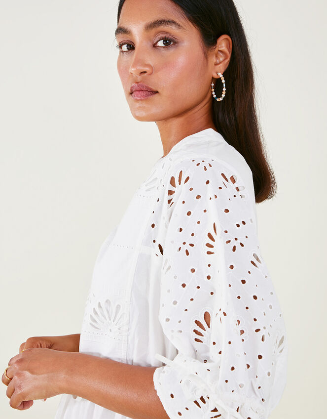 Mixed Shell Broderie Dress White | Beach holiday dresses | Accessorize UK