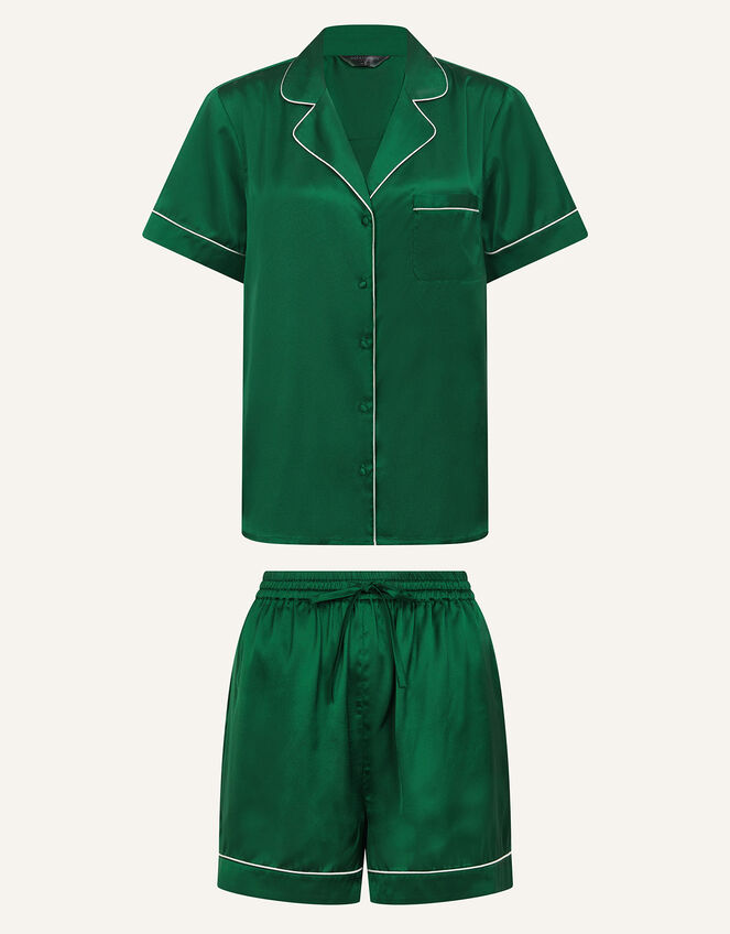Satin Short Pyjama Set Green | Leggings & Joggers | Accessorize UK