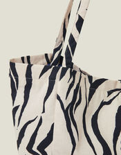 Large Zebra Print Canvas Shopper, , large