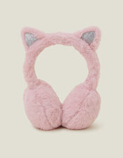 Girls Faux Fur Cat Earmuffs, , large