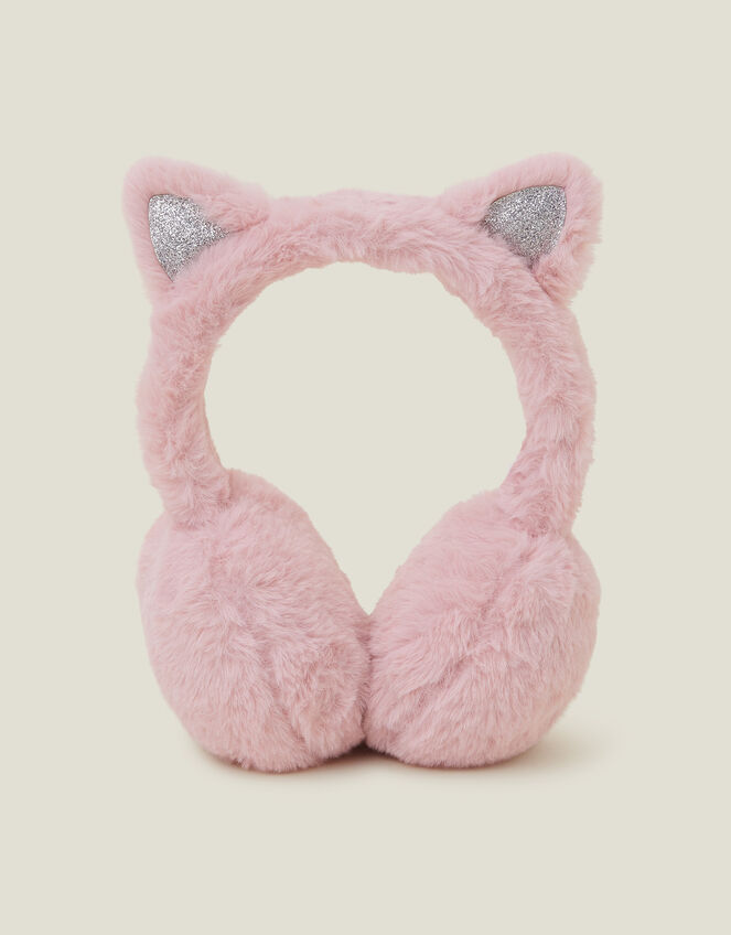 Girls Faux Fur Cat Earmuffs, , large