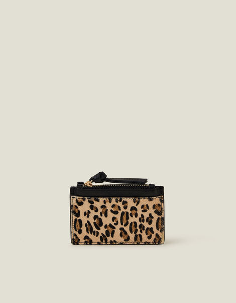 Leopard Print Leather Cardholder, , large