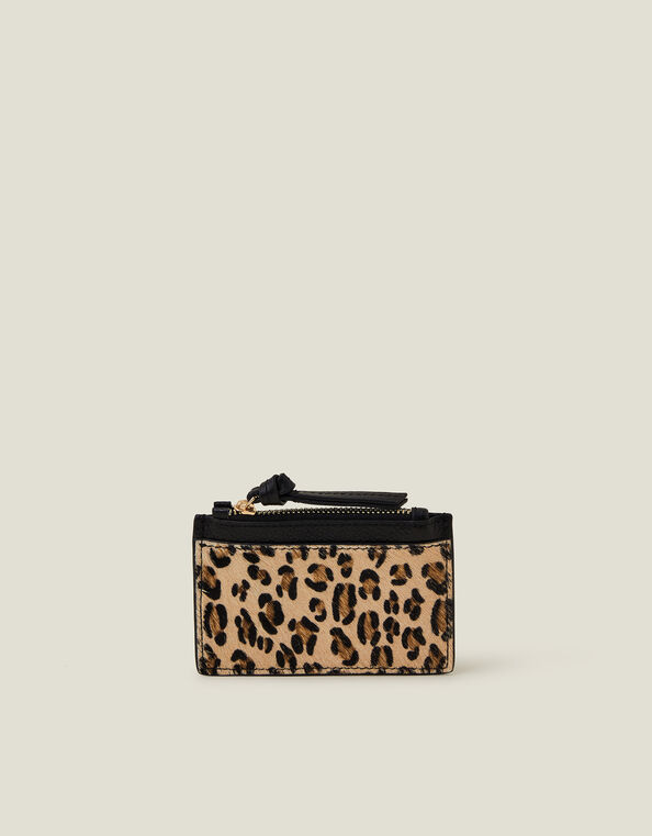 Leopard Print Leather Cardholder, , large