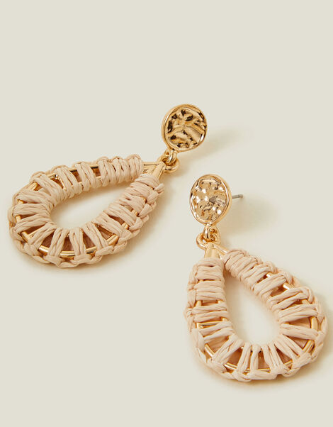 Teardrop Raffia Wrap Earrings, , large