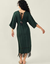 Tassel Kimono Dress, Green (DARK GREEN), large