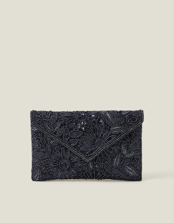 Tara Hand-Beaded Clutch Bag, Blue (NAVY), large