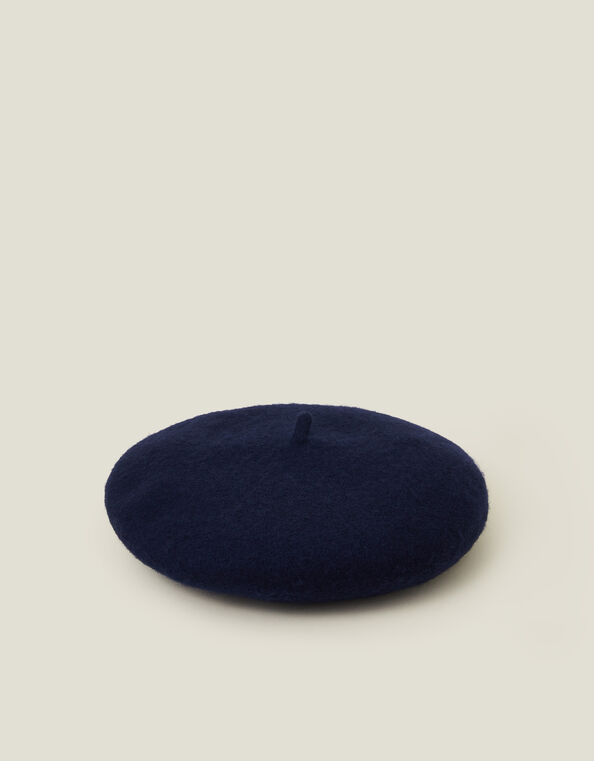 Heart Wool Beret, Blue (BLUE), large