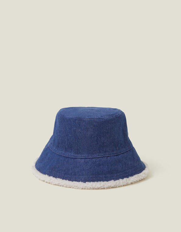 Denim Borg Bucket Hat, , large