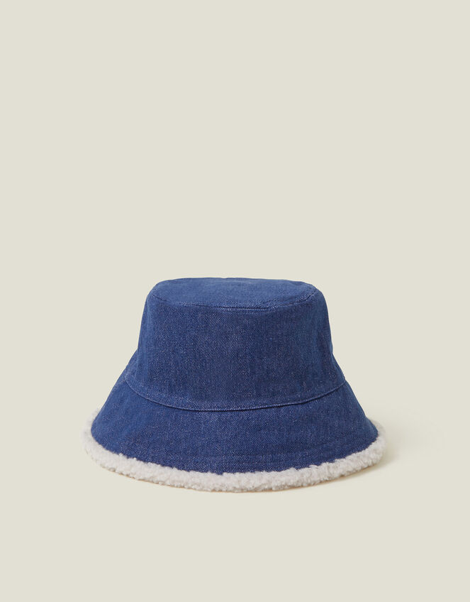 Denim Borg Bucket Hat, , large