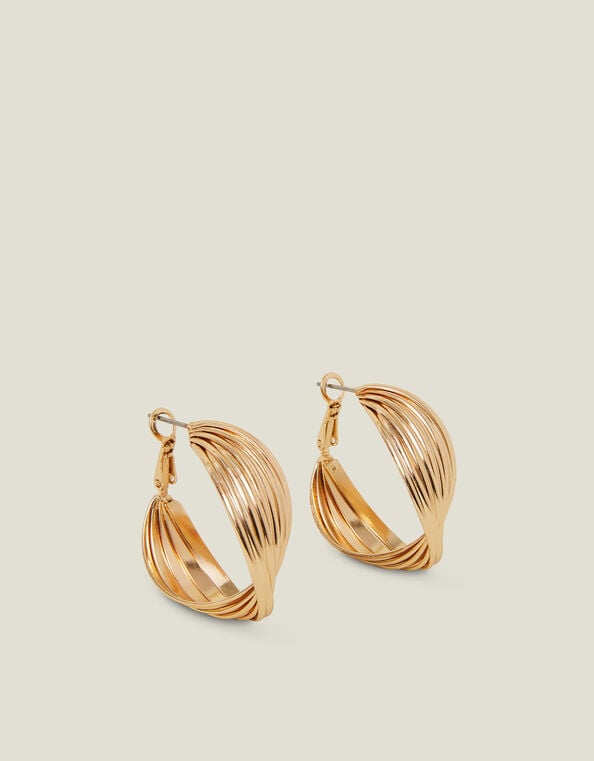 Twisted Ridge Hoop Earrings, , large