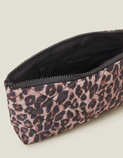 Quilted Leopard Print Wash Bag, , large