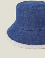 Denim Borg Bucket Hat, , large