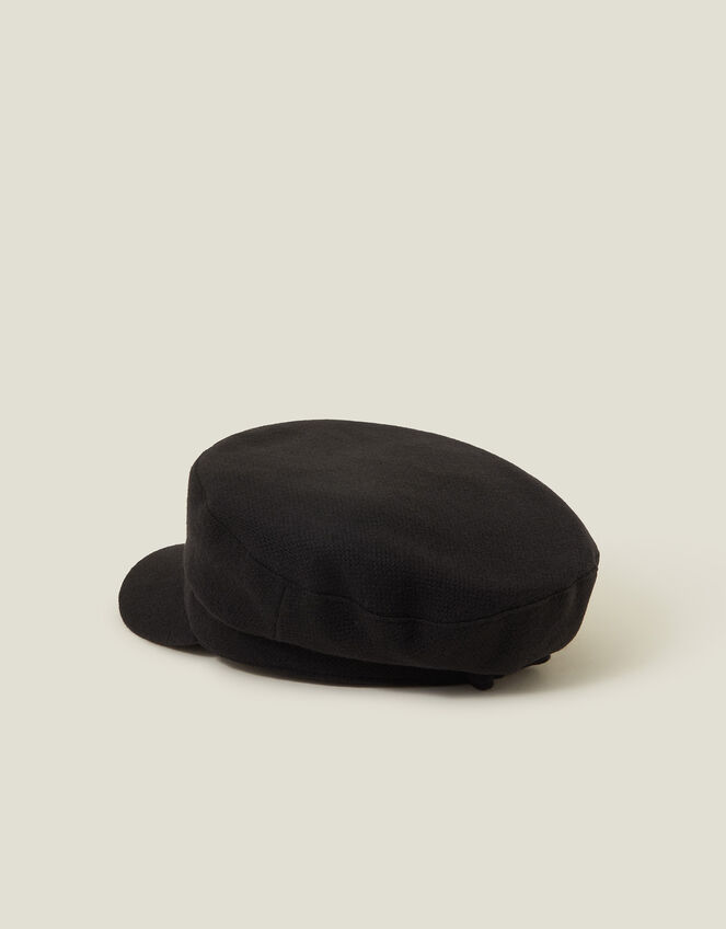 Textured Baker Boy Hat, Black (BLACK), large