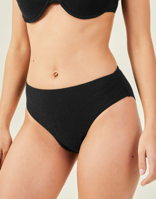 Shimmer Bikini Brief Bottoms, Black (BLACK), large