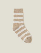 Stripe Boot Socks , Camel (OATMEAL), large