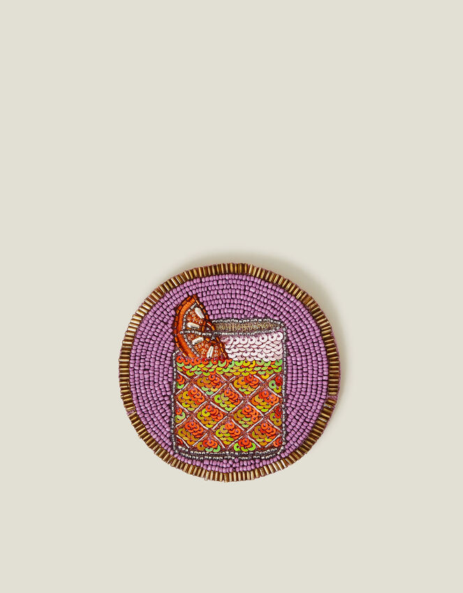 Round Negroni Cocktail Beaded Coaster, , large