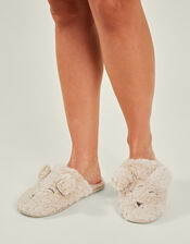 Teddy Mule Slippers, Cream (CREAM), large