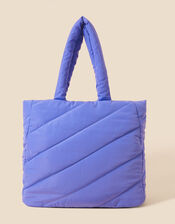 Quilted Shopper Bag in Recycled Nylon, Blue (BLUE), large