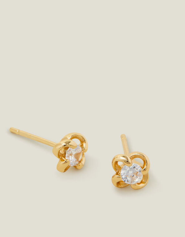 14ct Gold-Plated Rose Stud Earrings, , large