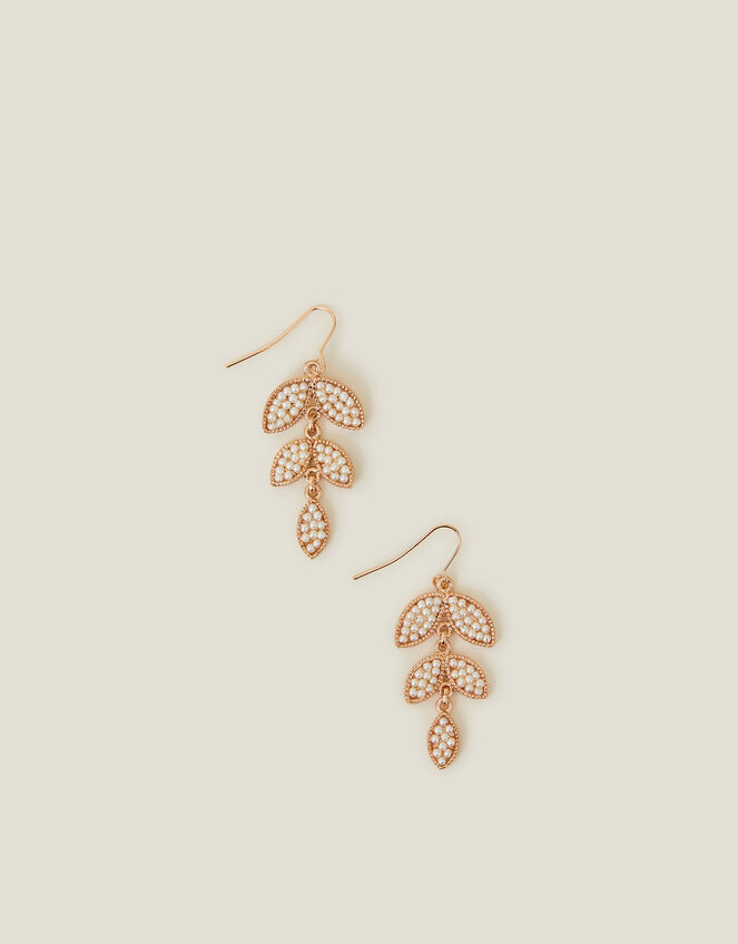 Beaded Leaf Earrings, , large