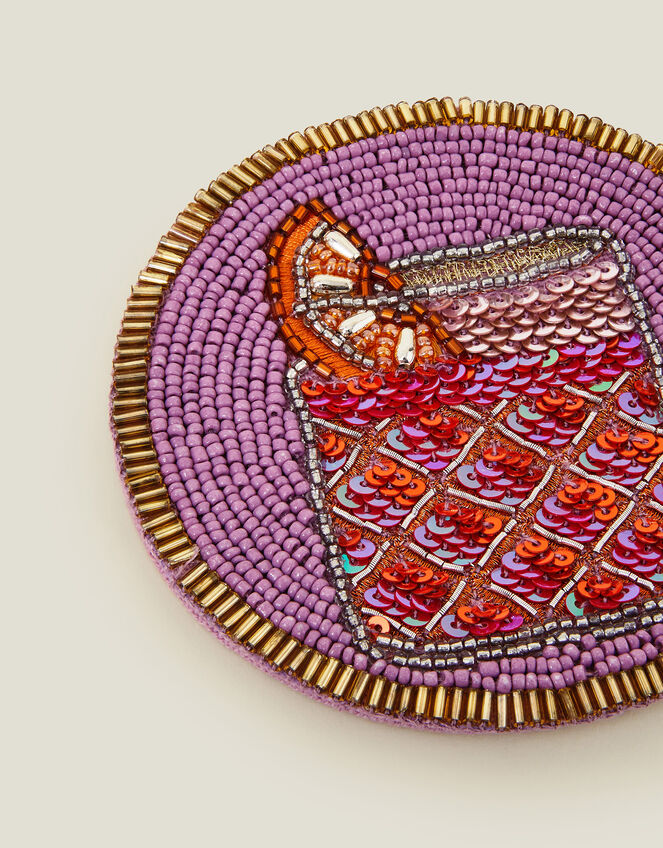 Round Negroni Cocktail Beaded Coaster, , large