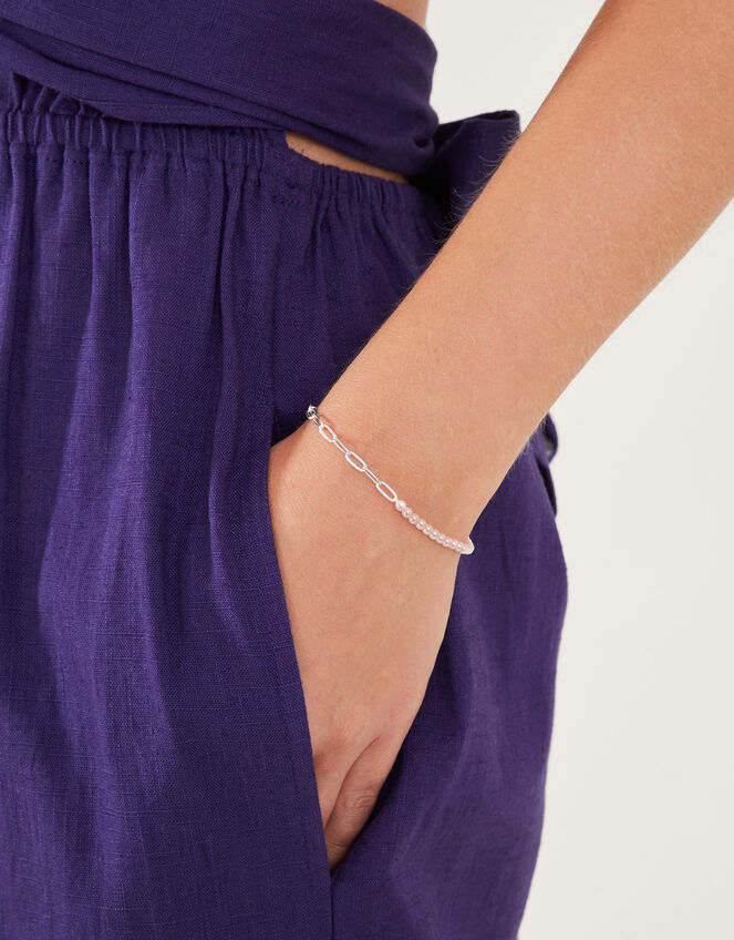 Sterling Silver Plated Pearl Chain Bracelet | Sterling silver ...