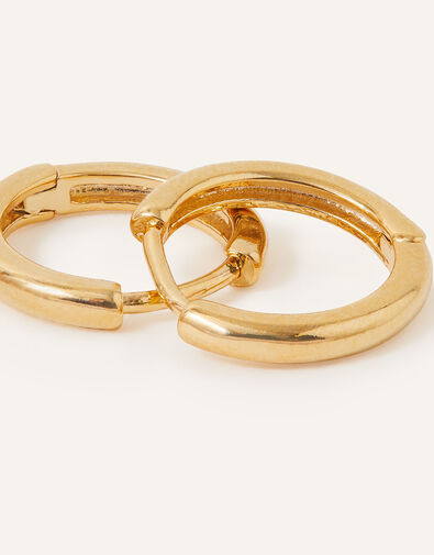 14ct Gold-Plated Plain Huggie Hoop Earrings , , large