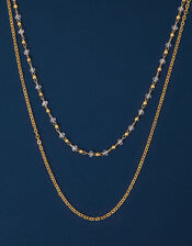 14ct Gold-Plated Stationed Layered Necklace, , large