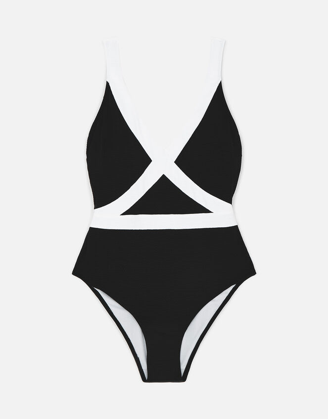 Monochrome Textured Shaping Swimsuit Black Swimsuits Accessorize Uk
