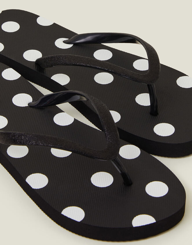 Spot Print Flip Flops, Black (BLACK), large