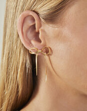 14ct Gold-Plated Snake Chain Bow Stud Earrings, , large