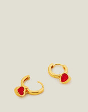 14ct Gold-Plated Heart Hoop Earrings, , large