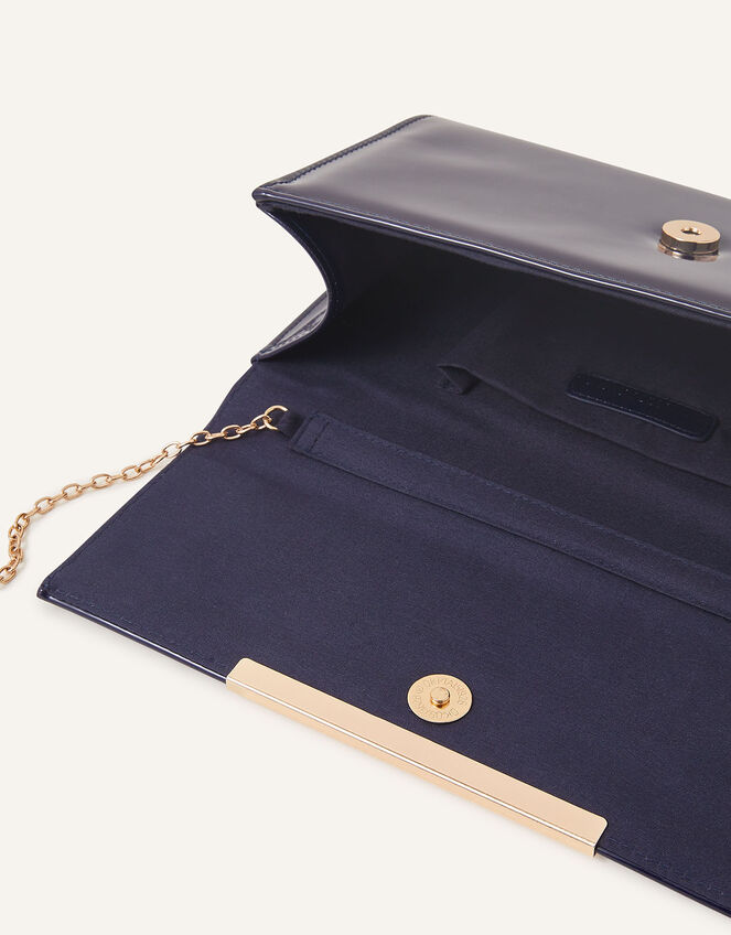 Patent Clutch Bag, Blue (NAVY), large