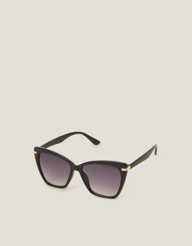 Straight Arm Cateye Sunglasses, Black (BLACK), large