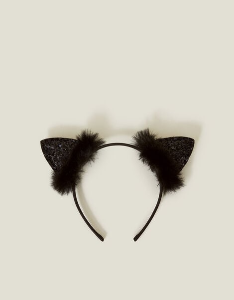 Girls Halloween Cat Ears Headband, , large